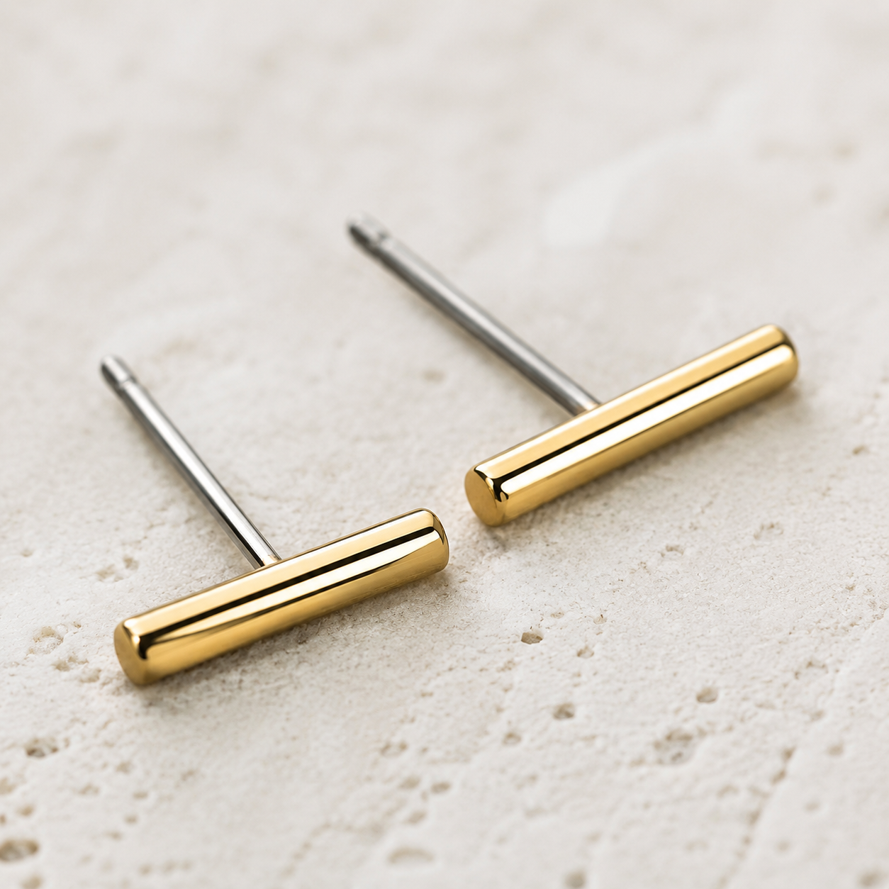 Krenza Minimal Bar Stud Earrings - Image 2