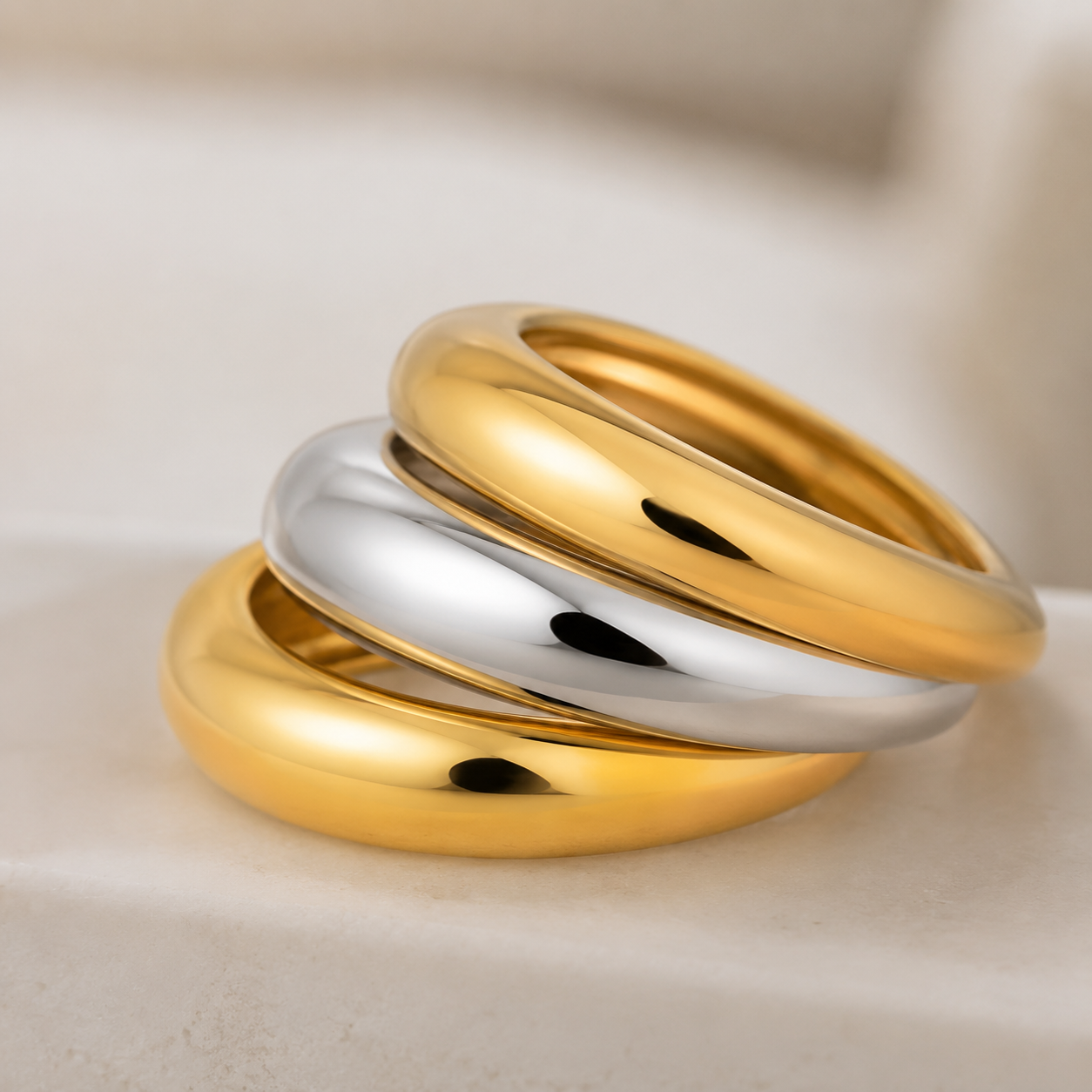 Krenza Stackable Dome Ring Trio - Image 2