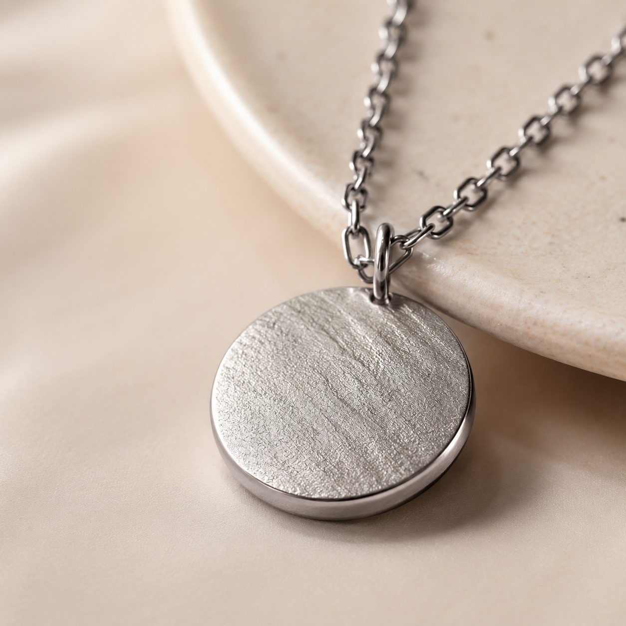 Krenza Textured Coin Pendant Necklace - Image 2