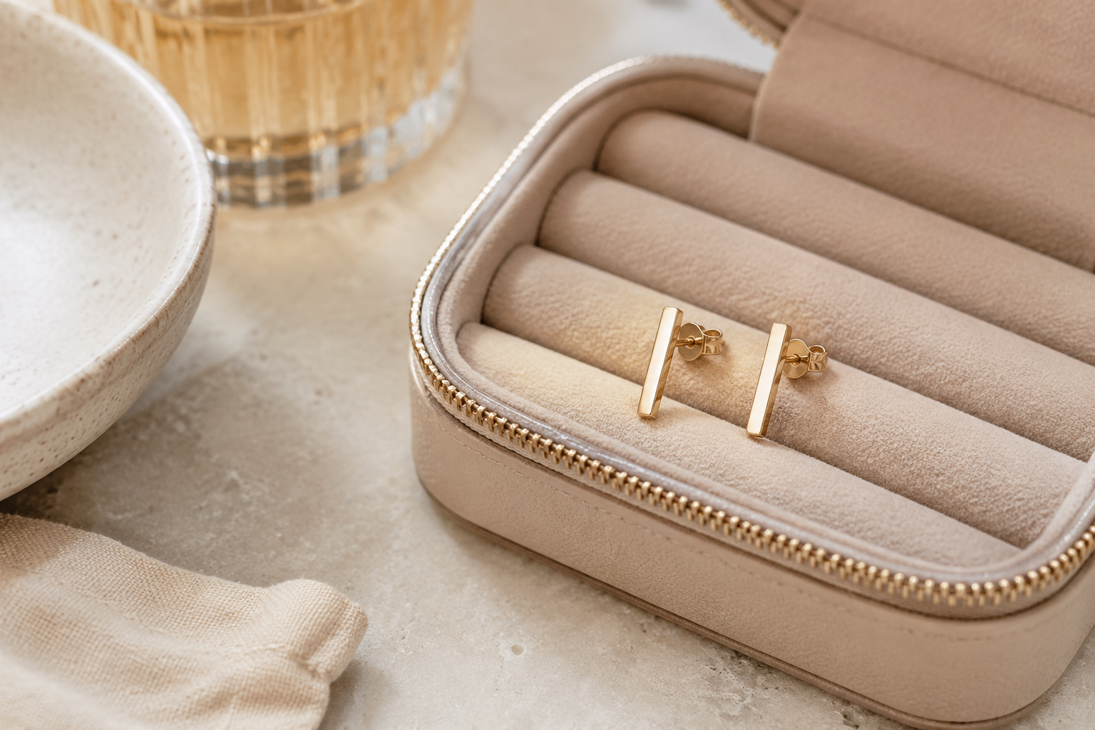 Krenza Minimal Bar Stud Earrings - Image 3