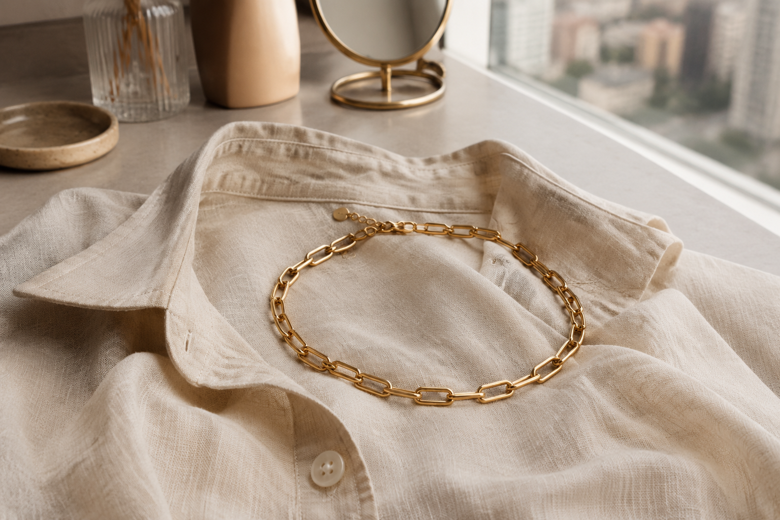 Krenza Chunky Paperclip Chain Necklace - Image 3