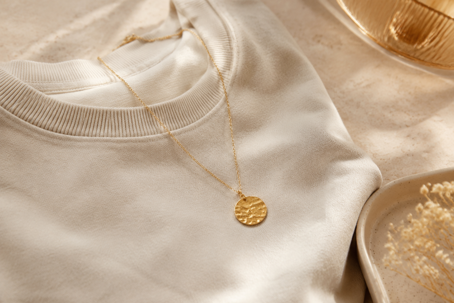 Krenza Textured Coin Pendant Necklace - Image 3