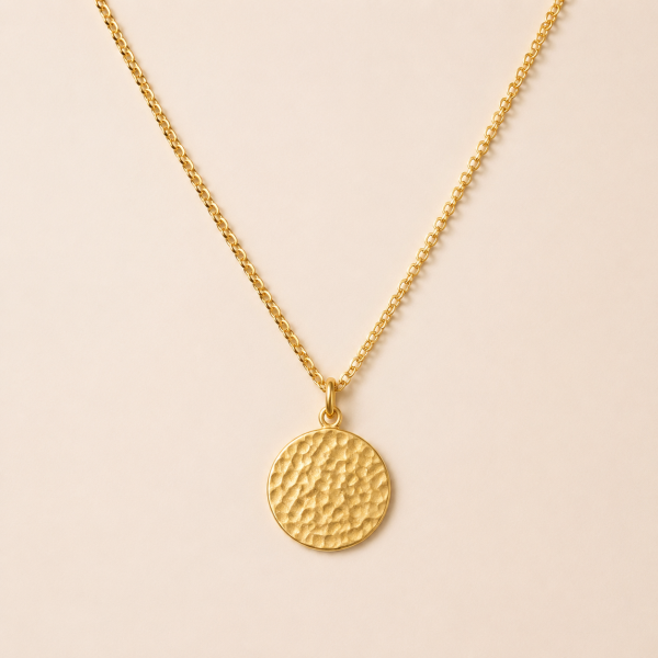 Krenza Textured Coin Pendant Necklace