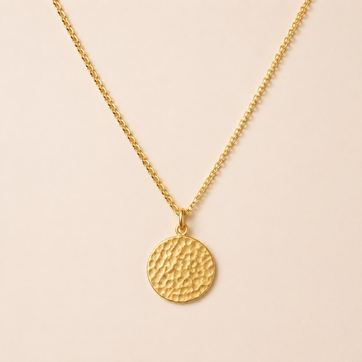 Krenza Textured Coin Pendant Necklace