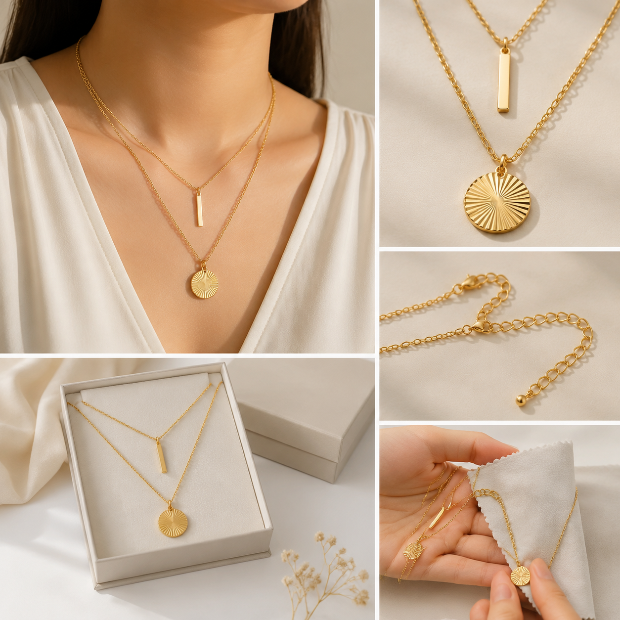 Krenza Layered Pendant Necklace Set - Image 4