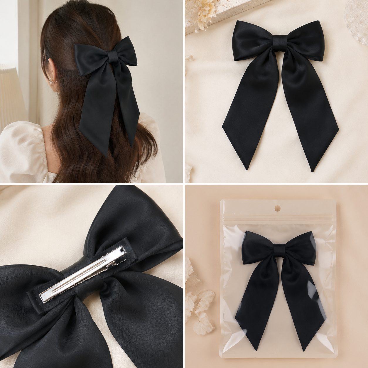 Krenza Satin Bow Hair Clip - Image 4
