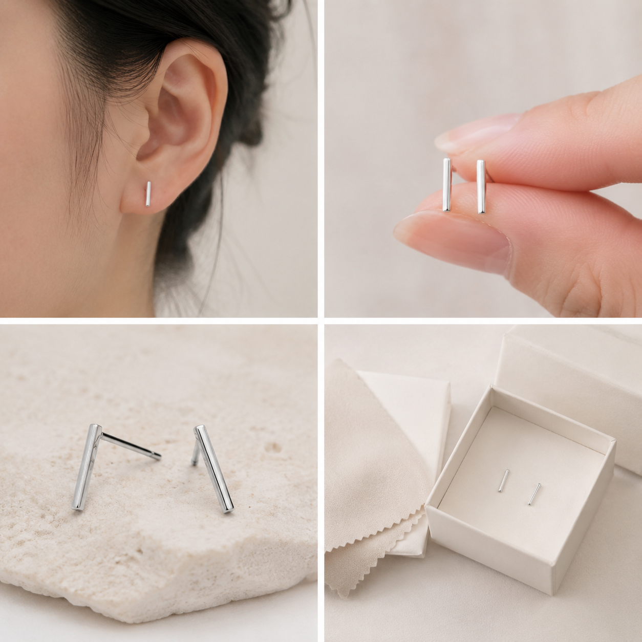 Krenza Minimal Bar Stud Earrings - Image 4