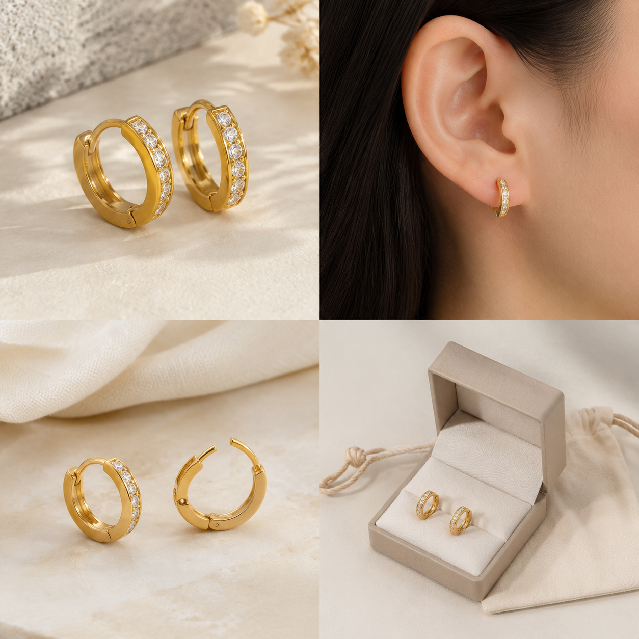 Krenza Pave Mini Hoop Earrings - Image 4