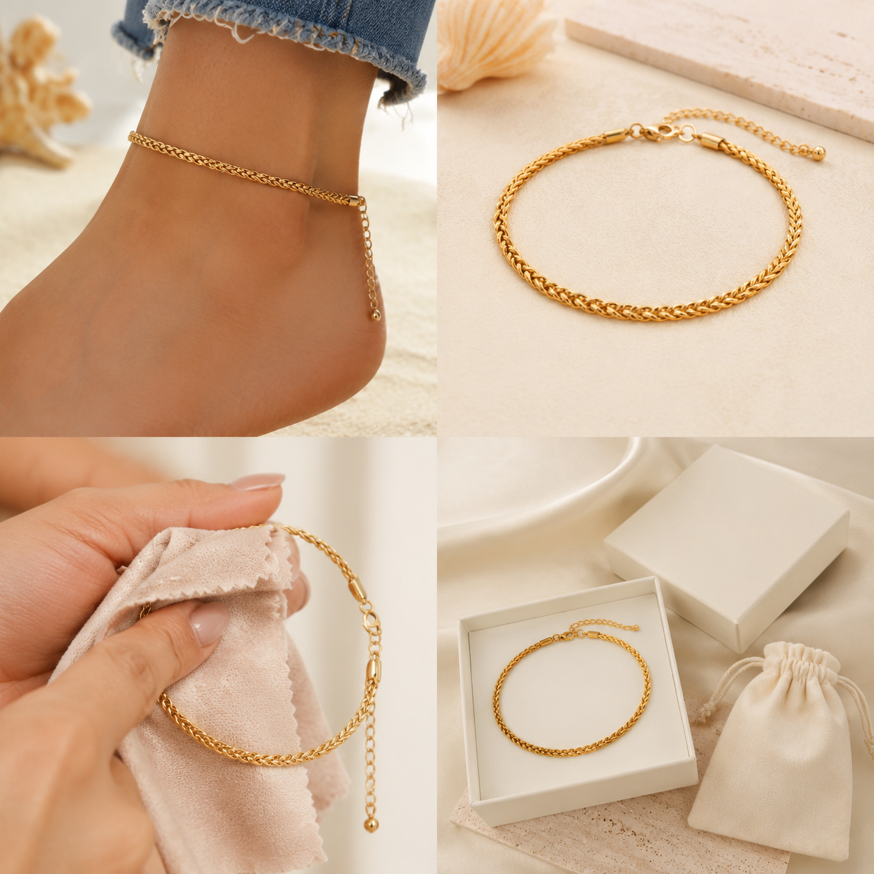Krenza Braided Chain Anklet - Image 4