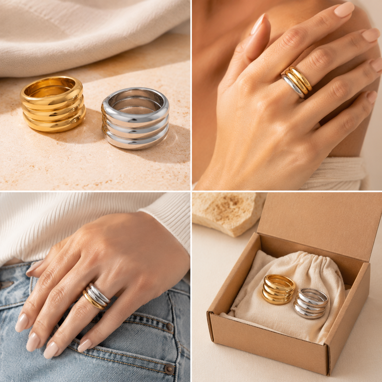 Krenza Stackable Dome Ring Trio - Image 4
