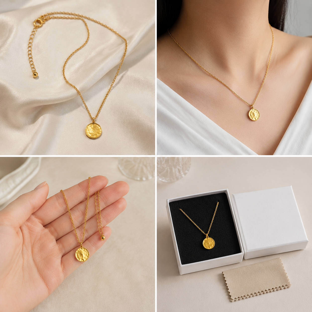 Krenza Textured Coin Pendant Necklace - Image 4